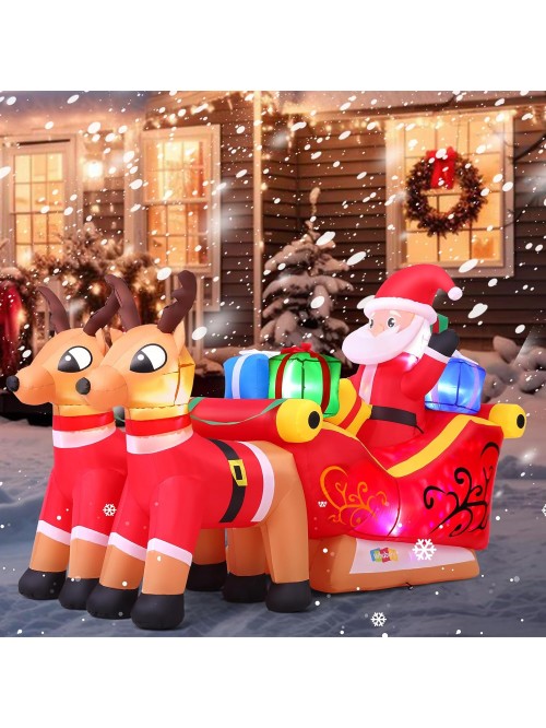 Qhomic 4.5FT Christmas Inflatable Santa with Reind... Qhomic 4.5FT Christmas Inflatable Santa with Reind...